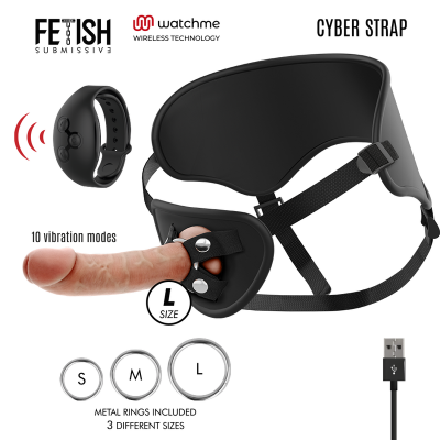 Produto erótico com faixa preta, anéis metálicos e controle remoto wireless.