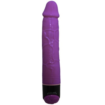 vibrador roxo com base preta e botão roxo