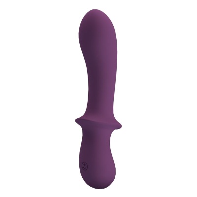 Vibrador roxo em silicone com botão
