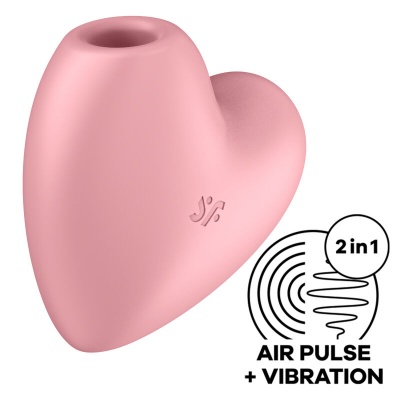 Dispositivo rosa em forma de coração com gravação SF e texto 2 in1 AIR PULSE + VIBRATION