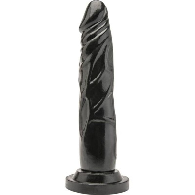 Dildo preto com base circular plana