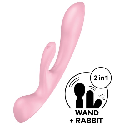 Vibrador rosa 2 em 1 tipo Wand e Rabbit