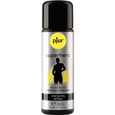 Frasco prateado de lubrificante pessoal pjur superhero 30 mL