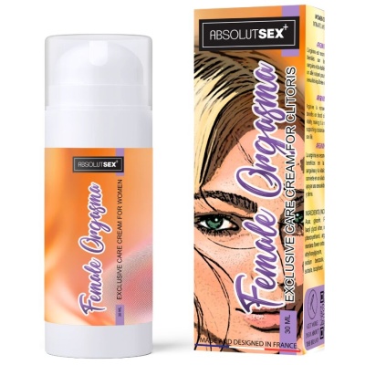 Creme feminino em embalagem branca e laranja com texto e caixa com ilustração de rosto feminino