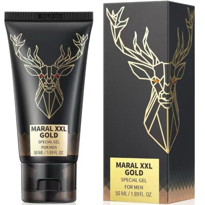 Gel especial Maral XXL Gold para homens em embalagem preta com design dourado de veado