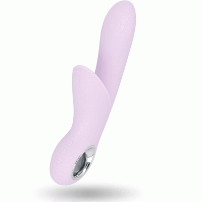 Vibrador rosa claro em silicone com detalhes metálicos