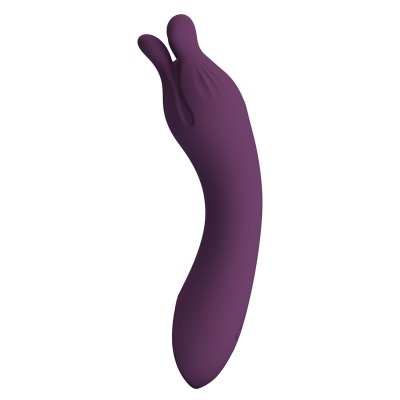 Vibrador de silicone roxo com duas extensões na ponta