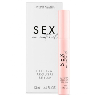 Embalagem e frasco rosa claro de sérum para excitação clitoriana SEX au naturel