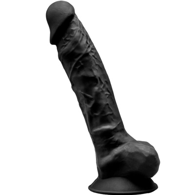 Dildo preto texturizado com base de sucção