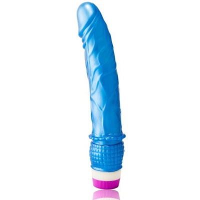 Vibrador azul translúcido com base rosa