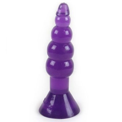 Brinquedo de silicone roxo cónico com base alargada