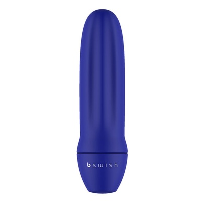 Vibrador azul da marca Bswish com base.