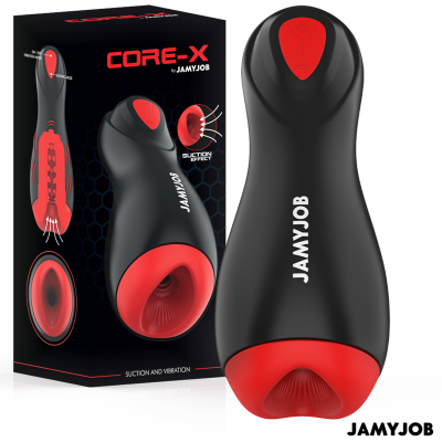 Dispositivo JAMYJOB CORE-X preto e vermelho com embalagem