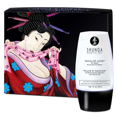 Frasco de creme estimulante com embalagem ilustrada em estilo erótico japonês
