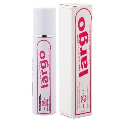 Frasco e caixa branca do produto Largo com texto rosa King Size Super Form