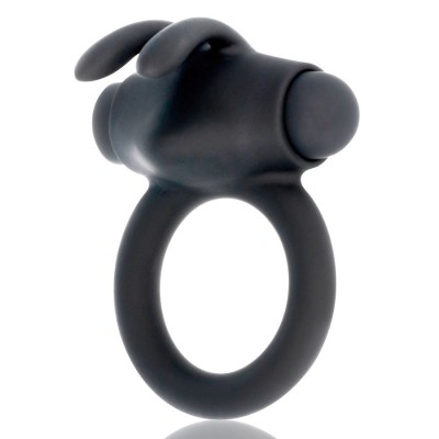 anel preto com design de orelhas de coelho