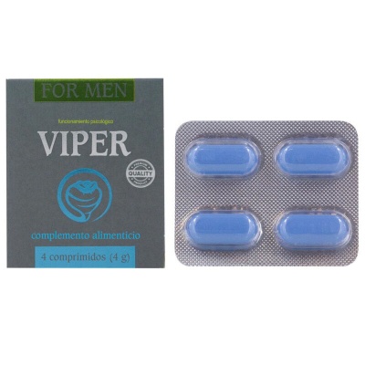 Embalagem VIPER para homens com 4 comprimidos azuis em blister