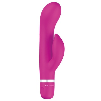Vibrador cor rosa com duas partes distintas, fundo branco