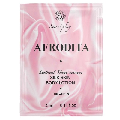 Pacote rosa acetinado contendo loção corporal AFRODITA para mulheres