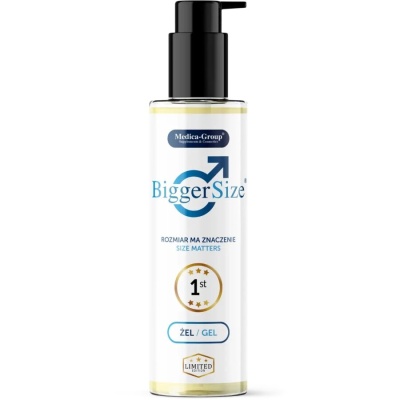 Frasco de gel branco com doseador preto e rótulo azul e dourado