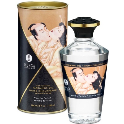 Frasco de óleo aquecedor Afrodisíaco Shunga Vanilla Fetish com embalagem artística