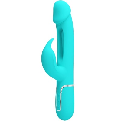 Vibrador azul turquesa de silicone com parte curvada adicional