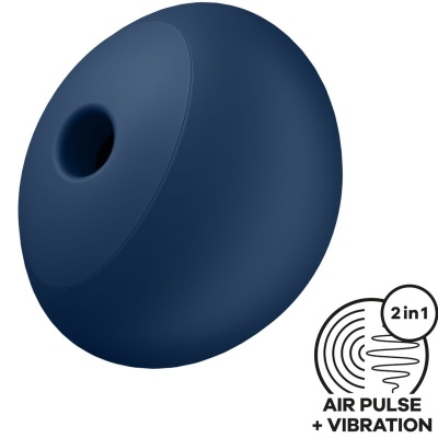Disco azul escuro com buraco central e selo 2 in 1 AIR PULSE + VIBRATION