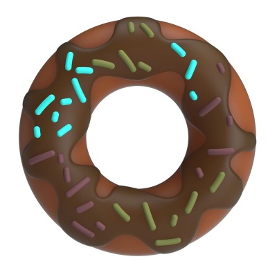 Donut com cobertura de chocolate e confeitos coloridos