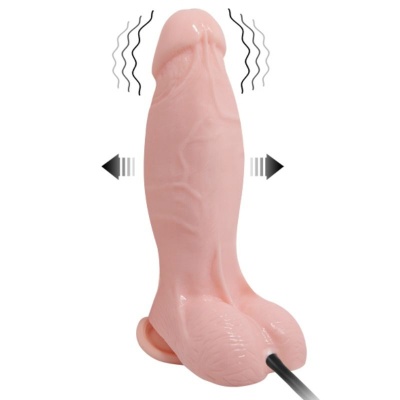Dildo vibratório cor de pele com textura realista e cabo preto