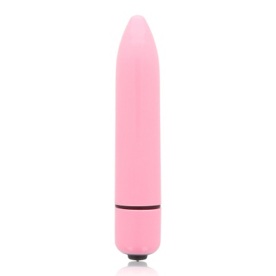 Vibrador cor-de-rosa cilíndrico com base preta