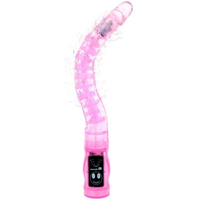 Vibrador rosa translúcido com controlo digital na base