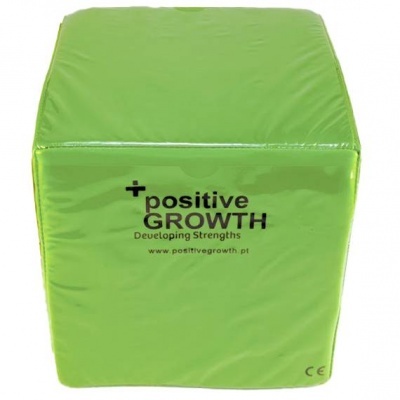 Cubo macio verde claro com texto positive GROWTH