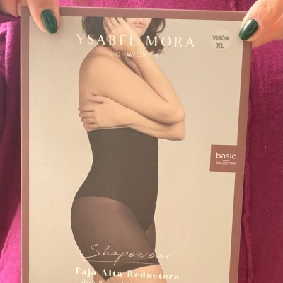 embalagem de faja alta reductora preta Ysabel Mora feminina XL