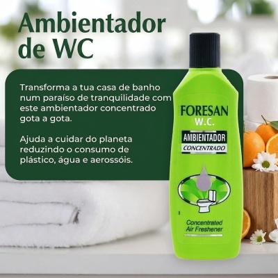 Ambientador de WC FORESAN W.C. embalagem verde com tampa preta