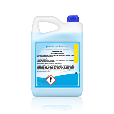 Garrafão plástico branco 5 litros detergente premiumcleaning TALCO AZUL