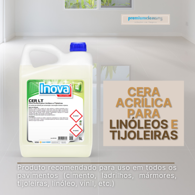 Cera acrílica para linóleos e tijoleiras Inova em recipiente branco com tampa azul