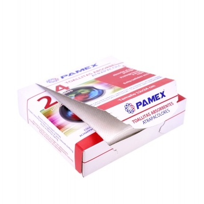 Embalagem de toalhitas absorbentes PAMEX multicor aberta