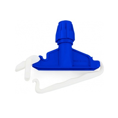 Acessório em plástico azul com peça branca flexível