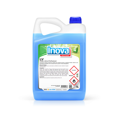 Recipiente plástico branco e azul de 5 litros de limpa-vidros Inova