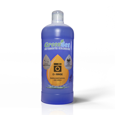 Garrafão de detergente ecológico Greenlet roxo com texto e ícones