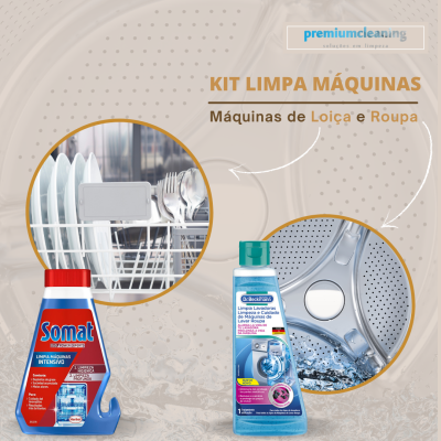 Kit limpa máquinas para loiça e roupa com produtos Somat e Dr Beckmann
