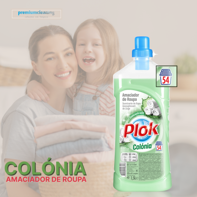 Frasco de amaciador de roupa Plok Colónia verde com tampa azul