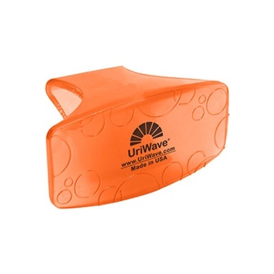 Clip laranja translúcido com padrão de círculos e texto UriWave