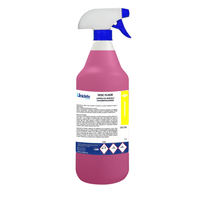 Frasco rosa com pulverizador para limpeza de chão Unidete