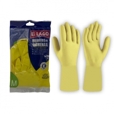 Luvas amarelas de trabalho em borracha com embalagem plástica