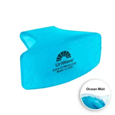 Utensílio de cozinha azul UriWave com textura de círculos e marca visível