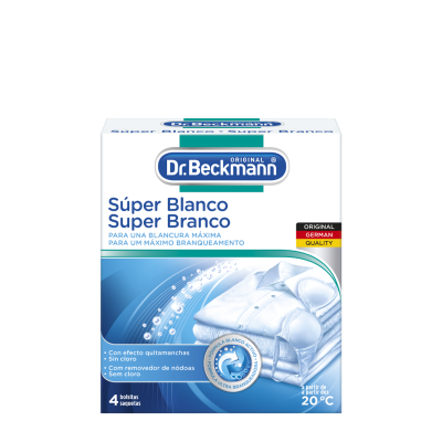 Caixa de branqueador Dr. Beckmann Super Branco azul e branca