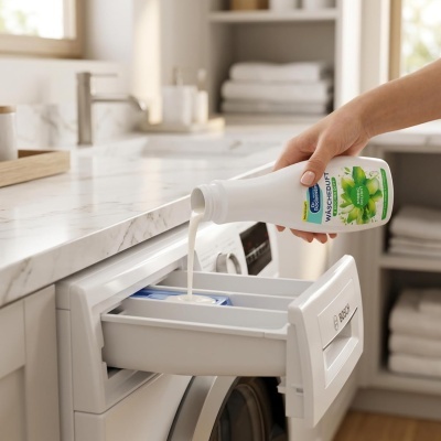 Detergente a ser colocado em máquina de lavar roupa Bosch