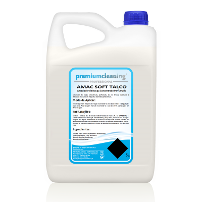 Recipiente de plástico branco de 5 litros com tampa azul e rótulo azul e branco