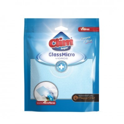 Pano microfibra para limpeza de vidros Clim Glass Micro em embalagem azul